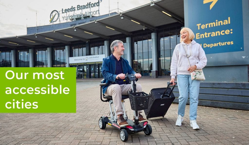 Man on mobility scooter at Leeds Bradford airport