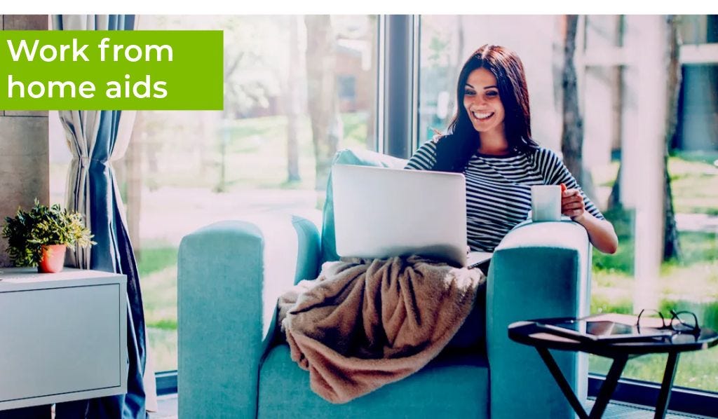 woman working from home on armchair
