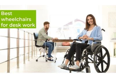 woman in a wheelchair in open plan office