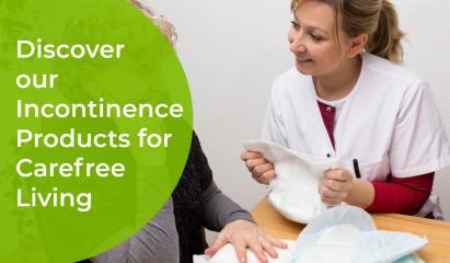 nurse showing a patient incontinence products