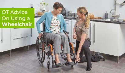 OT Natasha showing a customer how to use a wheelchair