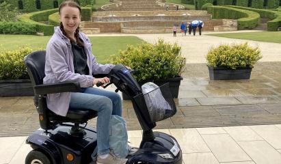 Pippa on mobility scooter