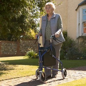 Woman with Tri Walker / 3 wheel rollator