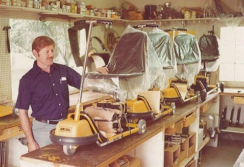 Al Thieme building the Amigo Scooter