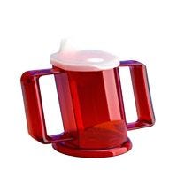 red adult easy drikning cup with handles and spout