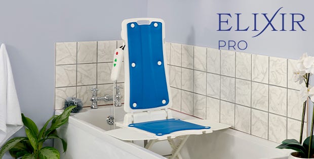 Elixir Pro Bath Lift elevated in a bath