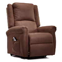 Riser recliner armchair with creamy floral fabric pattern 