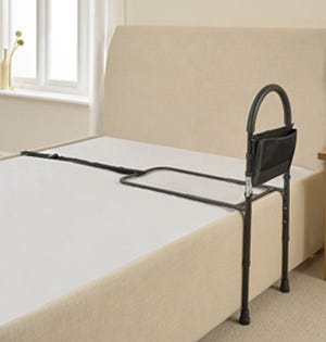 bed rail strapped to a bed 