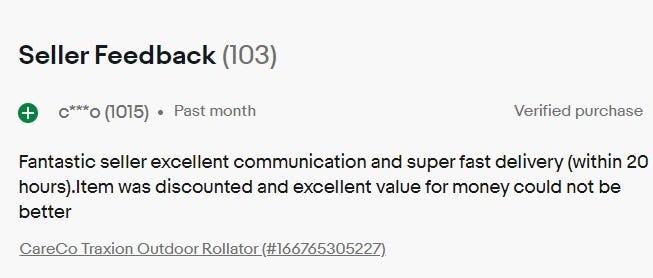 customer feedback from ebay