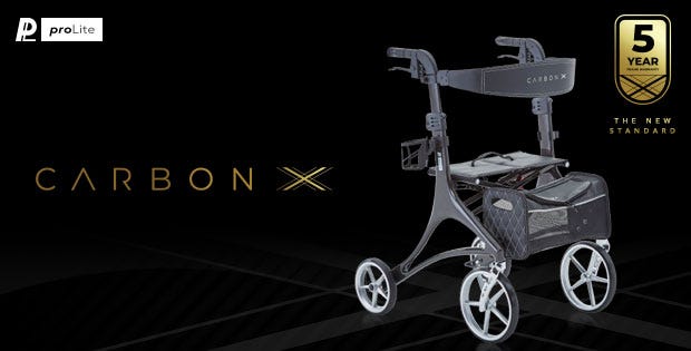 Carbon X Rollator on black background