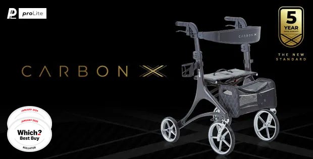 Carbon X Rollator on black background