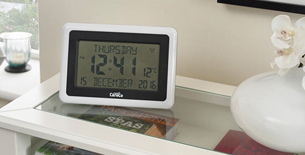 close up of a large screen clock