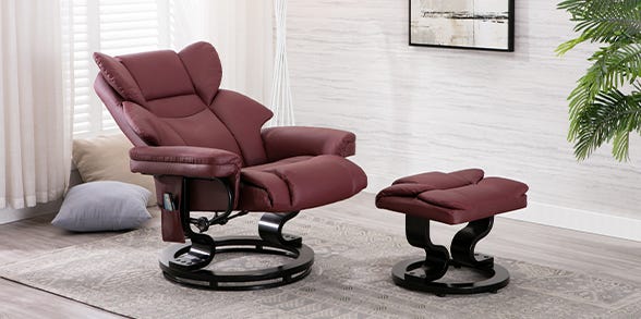 reclining swivel chair with stool