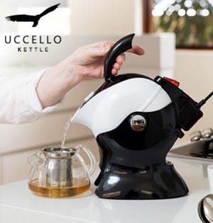 poring a cup of tea with a PowerPour Kettle